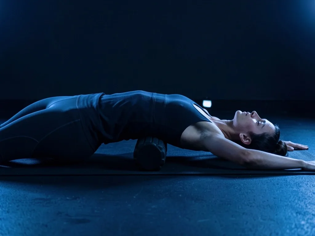 Person performing thoracic extension on a foam roller